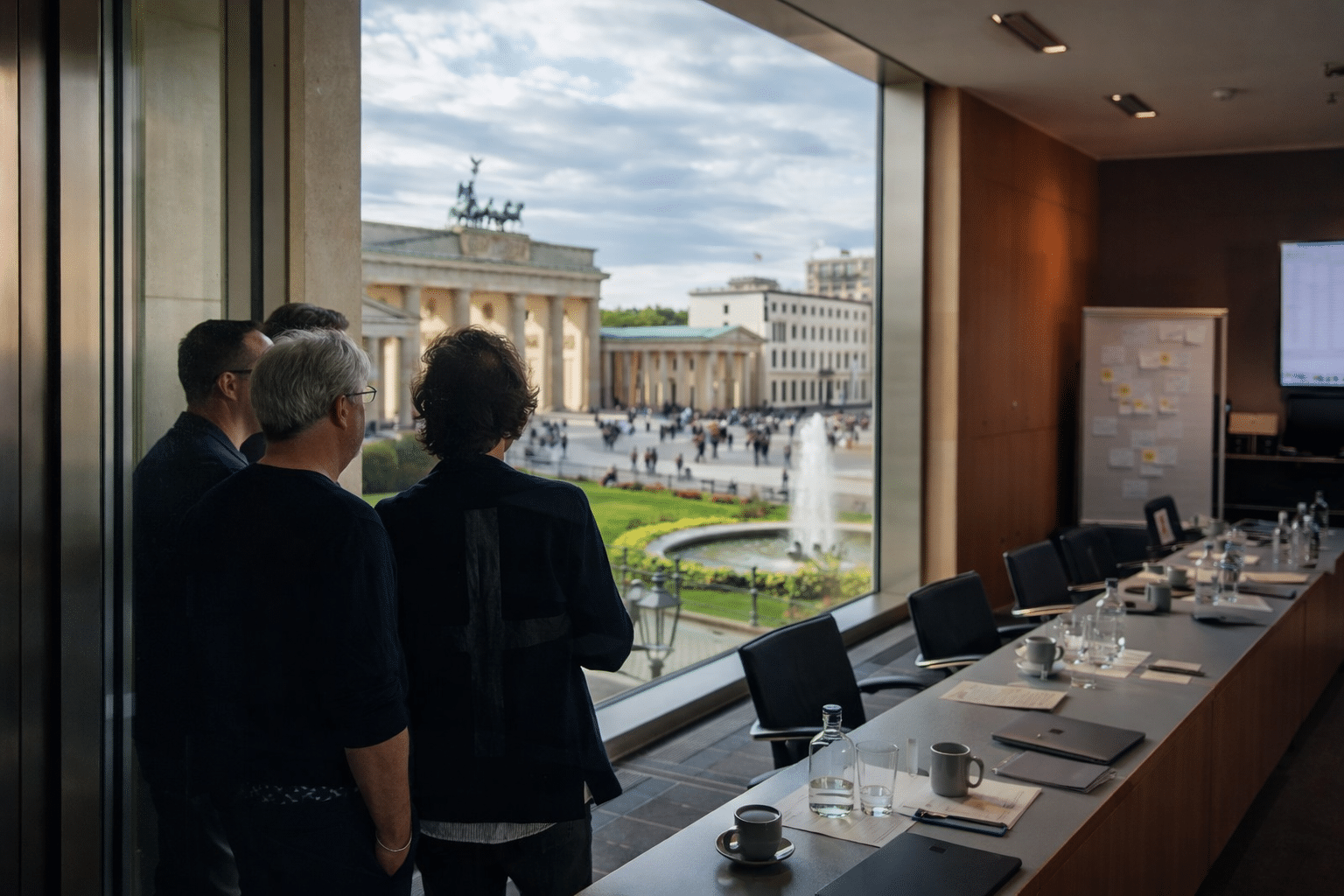 Besprechung mit Blick auf Brandenburger Tor